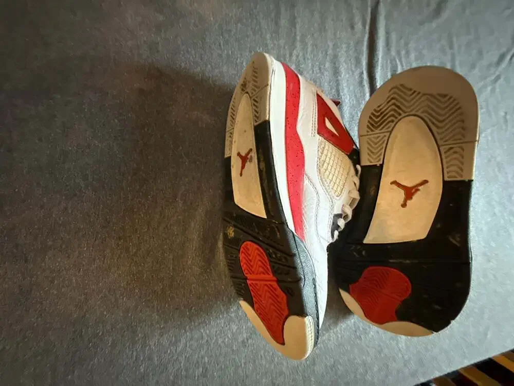 Nike Jordan 4 Retro Red Cement White Sneakers BQ7669-161 Size 3Y